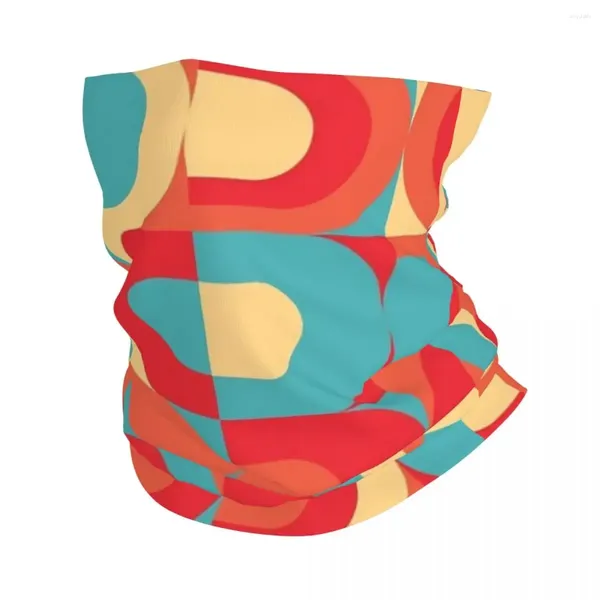 Lenços 70s padrão retro industrial em vermelho bandana pescoço gaiter impresso envoltório cachecol multifuncional headwear esportes ao ar livre para homens mulheres