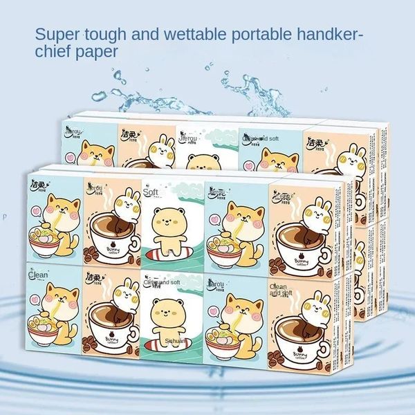 20 Packungen Cartoon-Taschentücher aus Papier, kleine Packung mit niedlichen dreischichtigen tragbaren Servietten, können als Nasswassertücher 240127 verwendet werden