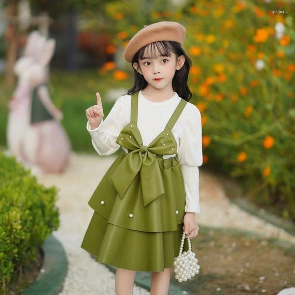 Kleidung Sets Mädchen Tops Kleid Kinder Anzüge 2 Teile/satz Baumwolle 2024 Perle Frühling Herbst Formale Sport Jugendliche Kinder