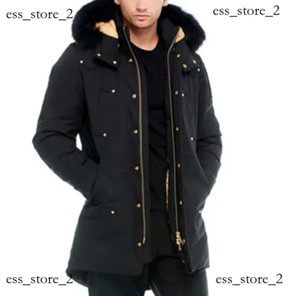 Golden Elk Logo Moose Knuckle Jaqueta de inverno canadense estilo longo Stag Lake com capuz clássico à prova de vento grosso preto e marrom casacos de pele Parka jaqueta de pato branco 647