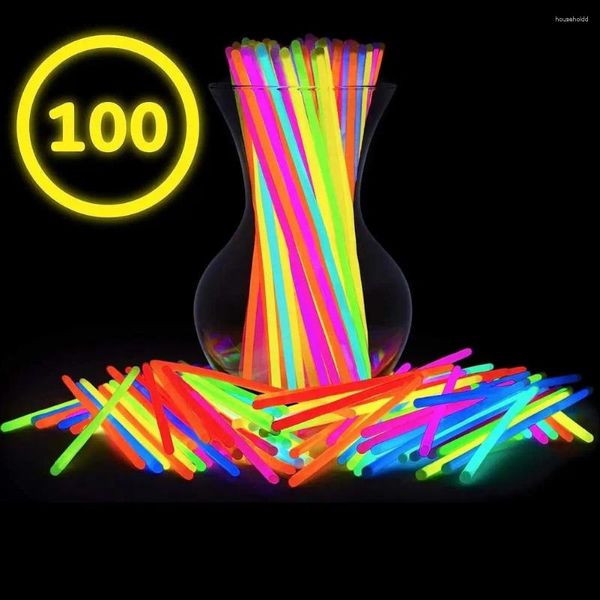 Decoração de festa portátil incandescente varas vibrantes brilho vara conjunto em massa 100 pcs colar descartável pulseira glowsticks halloween favores para um