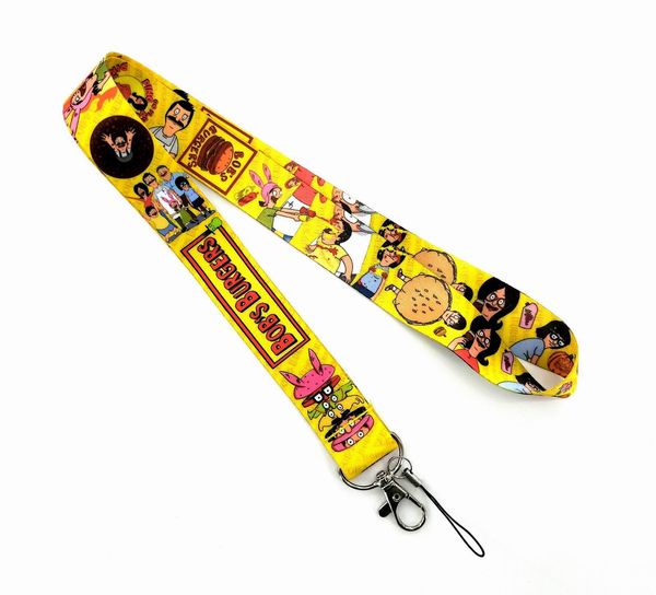 20 Stück Cartoon Burger Store Telefon Lanyard Schlüsselanhänger Lanyards für Schlüssel Abzeichen ID Handy Seil Halsbänder Zubehör Studentengeschenke