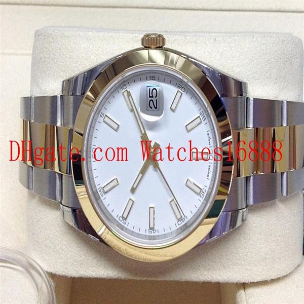 Мужские наручные часы Datejust 41 мм 126303 Bi Color Мужские автоматические часы с белым циферблатом из нержавеющей стали и желтого золота M286Q