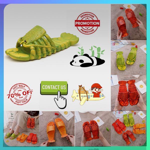 Tasarımcı Komik Sandalet Platformu Oyun Tahkilerde Kayma Havuz Yastığı Mules Erkek Sandalet Sandalet Sunset Karides Istakoz Şık Rahat Sandal 24-45