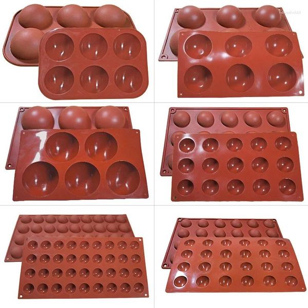 Stampi da forno a forma rotonda marrone stampo stampo mezza palla sfera silicone per dessert cioccolato stampo strumenti per forno fai -da -te