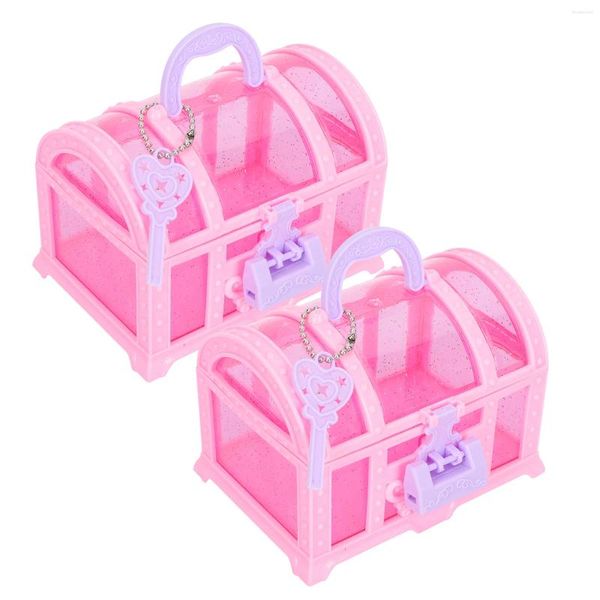 Sacchetti per gioielli 2 pezzi Contenitori per articoli da toeletta Tesoro Cassetto per camera da letto per ragazze Scatola per ornamenti in plastica per bambini