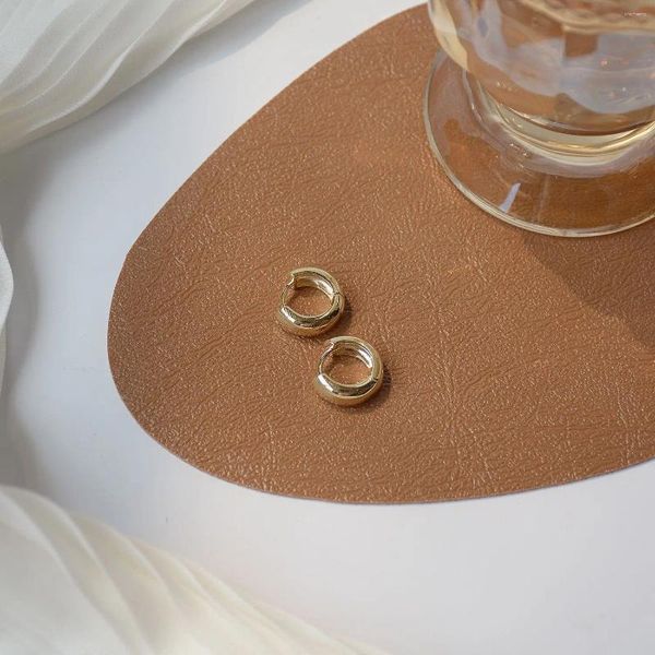 Orecchini a bottone placcati in oro reale 14k gioielli di moda piccoli rotondi carini squisiti per donna festa di festa elegante semplice orecchino