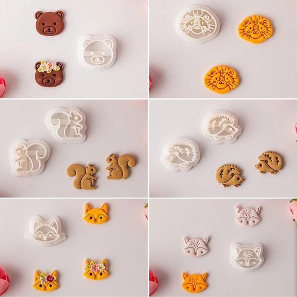 Ferramentas artesanais floresta série animal criativo desenho animado urso leão raposa esquilo cortadores de argila moldes de corte para brincos diy fabricação de jóias