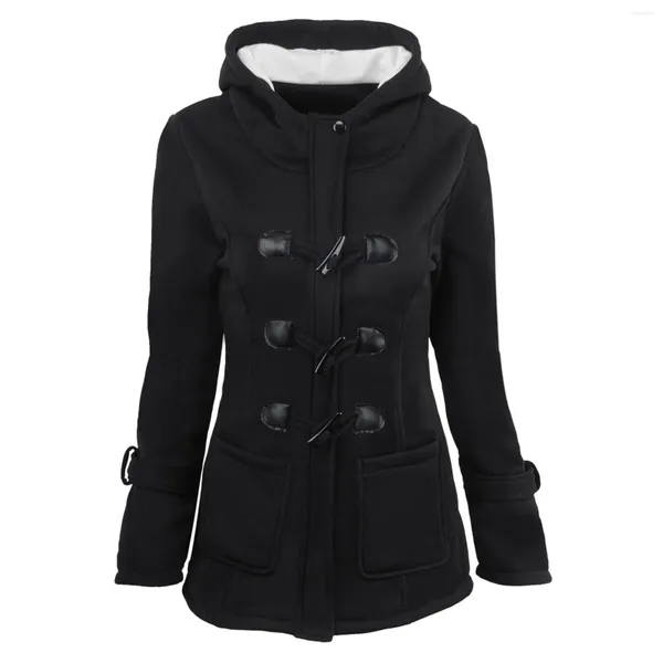 Damenjacken 2024 Frauen Warme Herbst Winter Kamel Mantel Reißverschluss Hornknopf Outwear Jacke Weibliche Kapuzenmantel