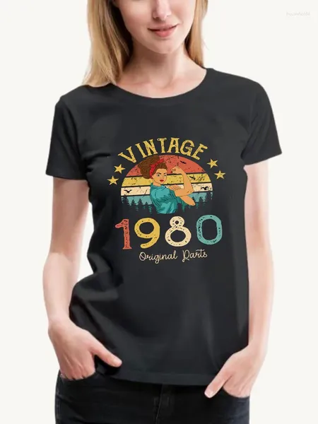 Kadın Tişörtleri Vintage 1980 1981 1982 Yaz Kadınları Tee Tee Tişört Klasik Grafik Retro Doğum Günü Hediyesi Anne Karısı Kadın