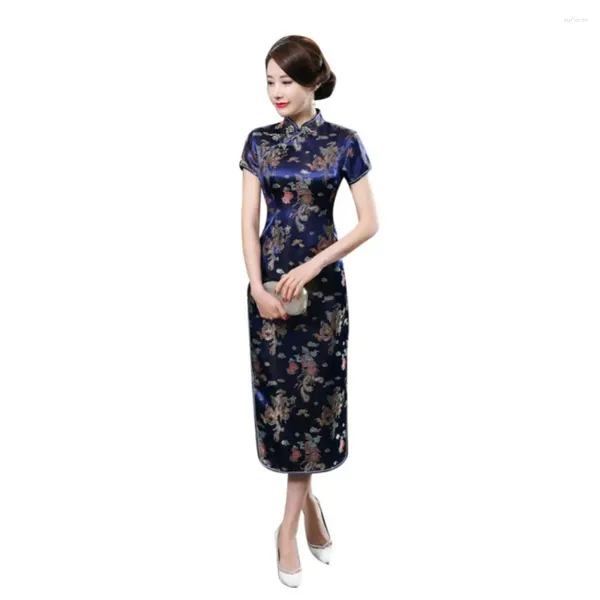 Abbigliamento etnico tradizionale cinese da donna lungo cheongsam damigella d'onore abito da sera manica corta elegante Qipao