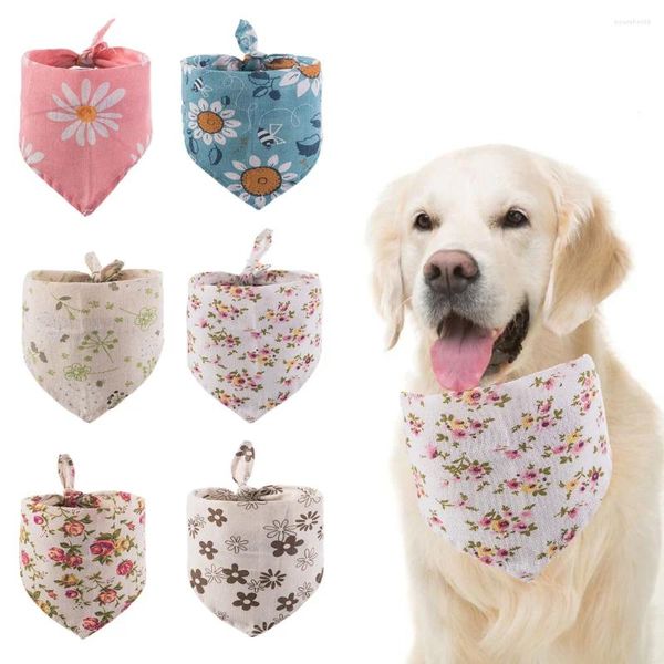Hundebekleidung 1PC Modisches und süßes Geburtstags-Bandana mit Blumen-Haustier-Sabber-Lätzchen Trendiges bedrucktes Dreieckstuch-Zubehör