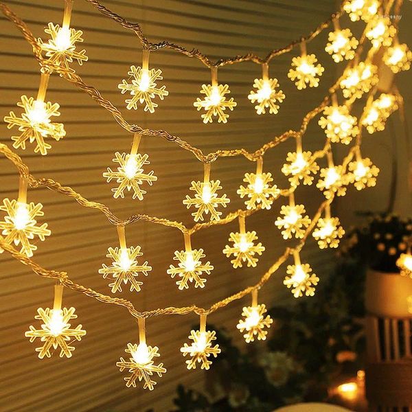 Cordas Natal criativo flocos de neve LED luzes de corda piscando cortina de fadas para festa de feriado casamento ano de natal decoração de casa