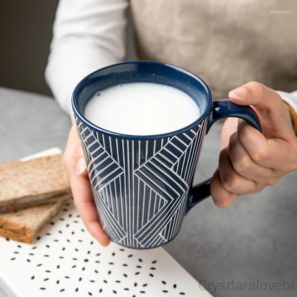 Tassen Kreative Geprägte Große Tasse Home Keramik Milch Kaffee Offenes Design Wasser Paar Tasse