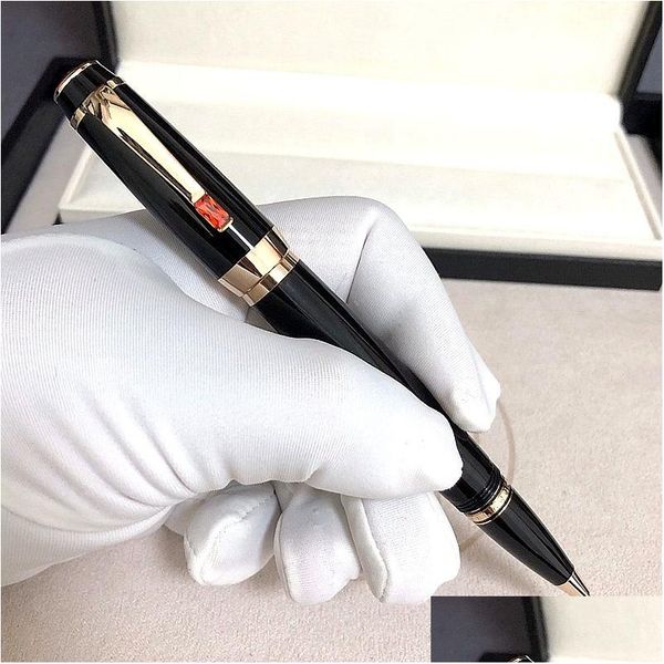 Canetas esferográficas Promoção por atacado - Luxo Bohemies Preto Resina Rollerball Caneta Clássico 4810 Nib Escrita Fonte Papelaria Escola Dhhqg