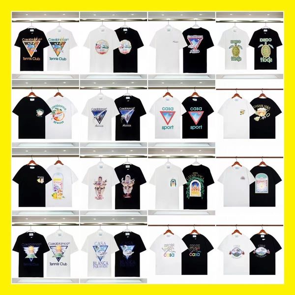 Casablanca camisetas masculinas primavera/verão novo país das maravilhas portão estrela castelo casa carta logotipo de manga curta casal casablanca camisetas masculinas