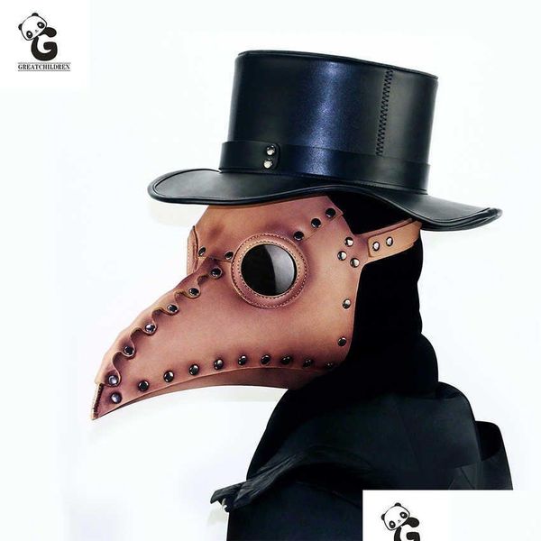 Maschere per feste Peste medievale Tor Adt Steam Punks Horror Pu Bird Schnabel Maschera Halloween Cosplay Becco Prop Carnevale X0803 Drop Deliver Dh9Hr