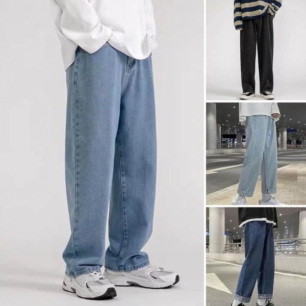 Männer Jeans 2024 Frühling Männer Koreanische Mode Blau Rosa Weiß Street Hip Hop Baggy Denim Hosen Gerade Breite Bein Hosen