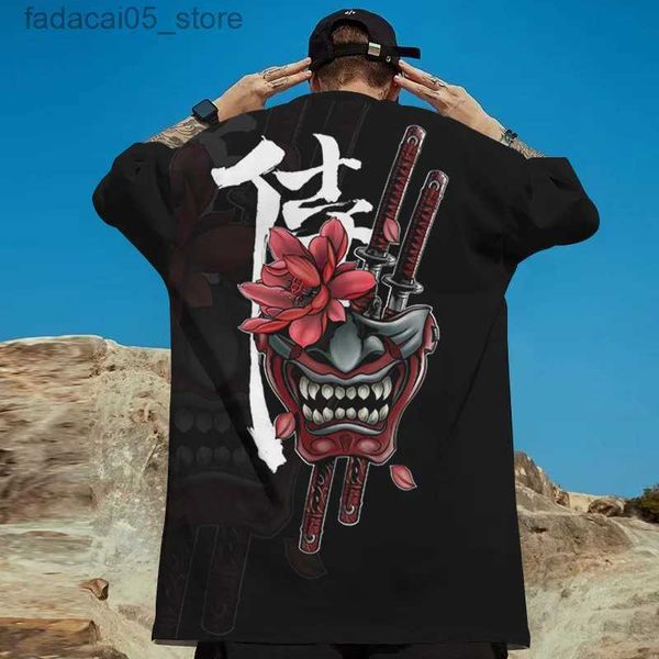 T-shirt da uomo T-shirt da uomo 3d giapponese Ghost Warrior Stampa T-shirt da uomo Hip Hop Tees T-shirt oversize da uomo Abbigliamento Vintage Street Tops 2024 Q240131