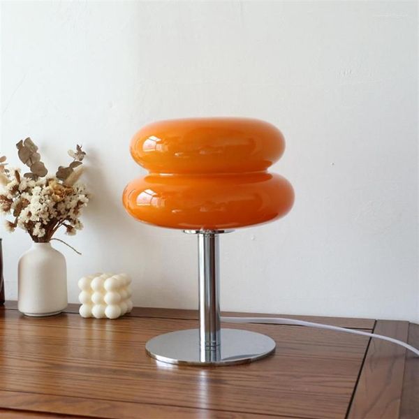 Lâmpadas de mesa Macaron Lâmpada de vidro tricromática escurecimento sala de estar atmosfera proteção ocular noite luz menina quarto cabeceira decor220o