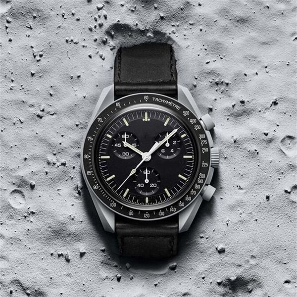 Designer CIOCERAMIC Planet Moon Herrenuhren Schwarz Sportuhr 42mm Nylon Uhren Quarzuhr Relogio Masculino Edelstahl Sapphir213Q