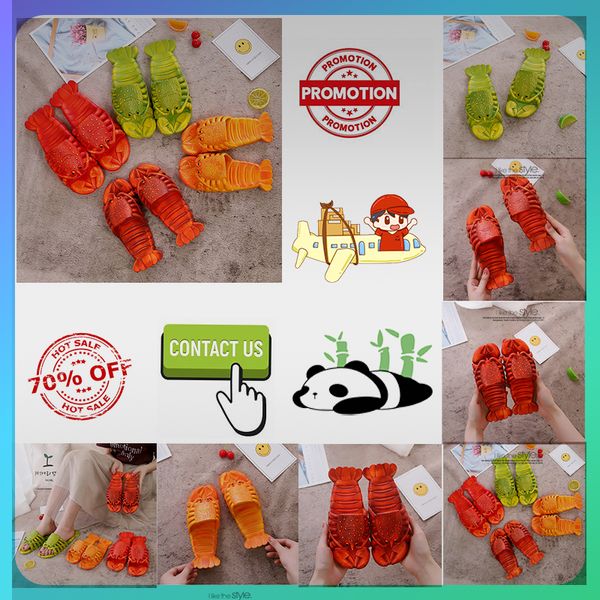 Designer Casual Plataforma Lagosta Chinelos Verão Sliders Mulheres Slides Sandálias Vermelho Verde Memória Espessa Almofada Pai Criança Chinelos Nuvem Slides Size24-45