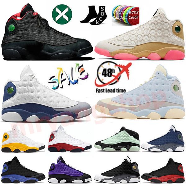 Kutu 13 Buğday Basketbol Ayakkabıları Kadın Erkekler 13s Beyaz Kurt Gri Kara Kedi Wallace Tanımlama Anlar Hiper Kraliyet Uçuş Taç Makinesi Cny Sneakers Trainer