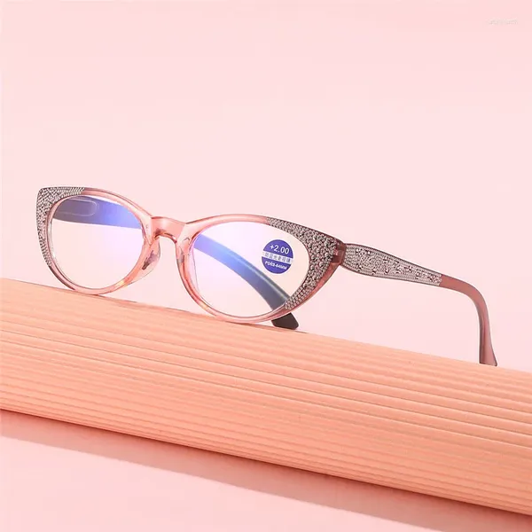 Sonnenbrille Diamant Cat Eye Lesebrille Frauen Vintage Rahmen Mehrfarbig Designer Mode Presbyopie Brillen Diopte 1,0 1,5 2,0 4,0