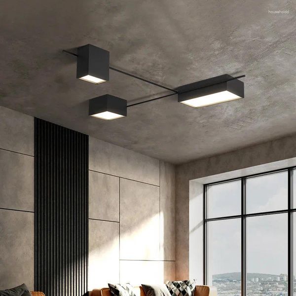 Luzes de teto nórdico criativo acrílico lâmpada preto branco lron luz arte sala estar jantar simples moderno led quarto estudo