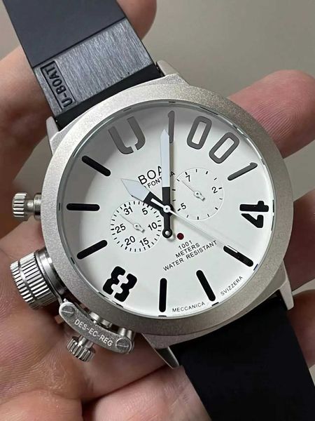 Altri orologi SHXI Orologio da uomo meccanico automatico U nero Acciaio inossidabile Caucciù Bianco Blu Gancio sinistro Orologio da barca grande 50 mm J240131