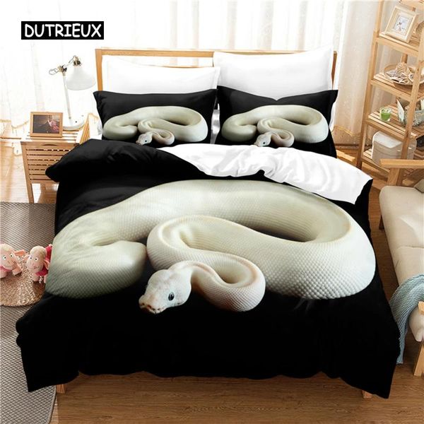 Conjuntos de cama Conjunto de cobra Capa de edredão 3D Impressão digital Roupa de cama Queen Size Design de moda