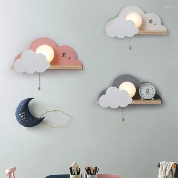 Lampada da parete per camera dei bambini Luce a LED Nordic Soggiorno Camera da letto Comodino Cloud Sconce Illuminazione Corridoio Corridoio Casa Coperta Sfondo