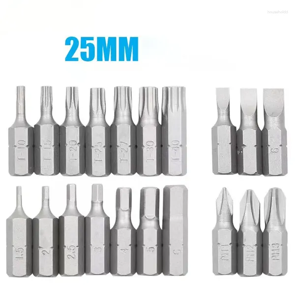 5-teiliges Torx-Schraubendreher-Bit-Set, 25 mm Länge, 1/4 Zoll Sechskantschaft, elektrischer Schraubendreher, T10, T15, T20, T25, T27, T30, T40, ohne Loch