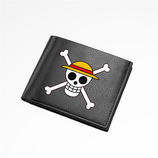 Monkey D. Luffy-Geldbörse One Piece-Geldbeutel Geldbeutel aus Stroh mit Cartoon-Foto Lässige Leder-Brieftasche Bedruckte Notiztasche