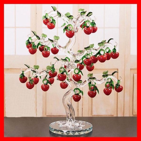 Bellissimo cristallo rosso ciliegia BPPLE albero figurine artigianato Fengshui ornamento decorazione della casa regali di Natale Capodanno Y200903343a