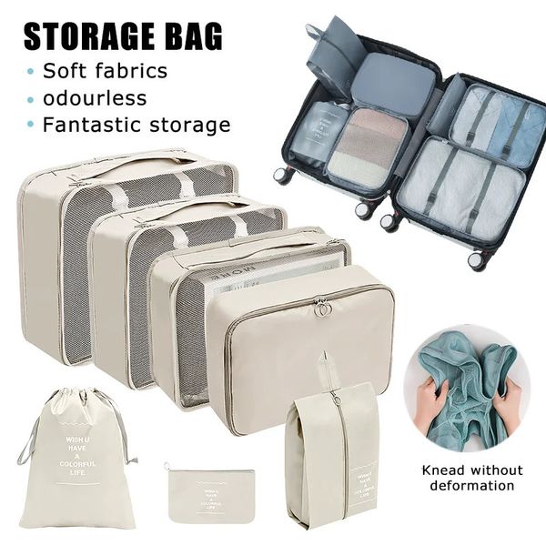 Conjunto de sacos de armazenamento organizadores de viagem, 876 peças, grande capacidade, bagagem, roupas, classificação, bolsa de sapato 240119