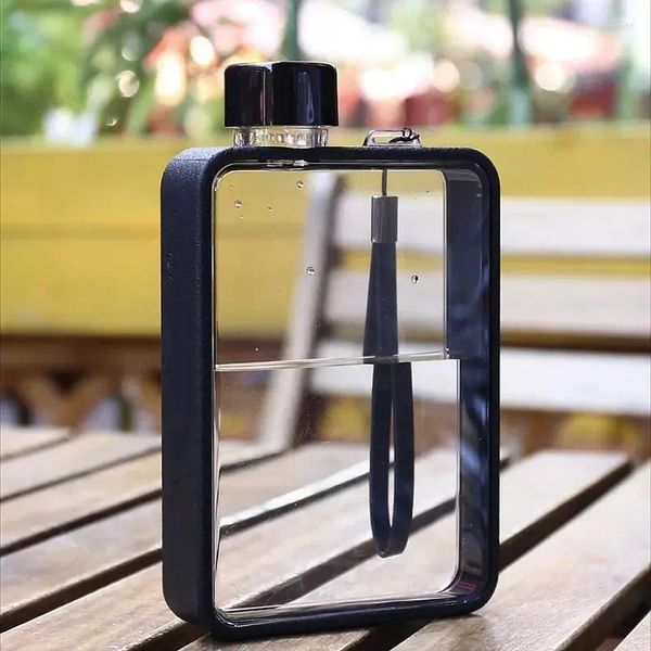 Wasserflaschen 380 ml Sportflasche Tragbare Reise Flache Quadratische Tasse A5 Größe Outdoor Fitness Transparent Wasserkocher Für