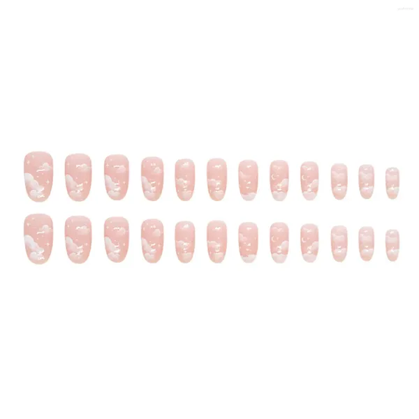 Unhas Falsas Mulher Rosa Press-on Prego Suave Leite Nuvens Oval Em Forma Artificial Para Especialista De Salão E Mulheres Ingênuas