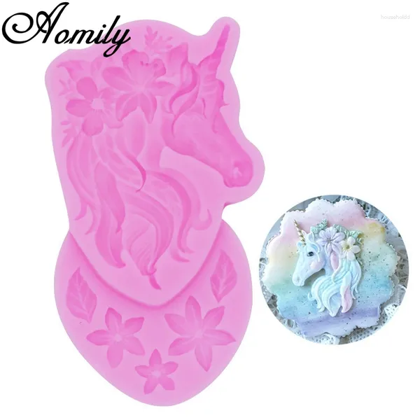 Basse da forno a una nicomaria 3d Birthday Unicorno Animali in silicone Mormo Fondante Stampo Sugarcraft Decorazione Strumenti di cioccolato Gumpaste Stile