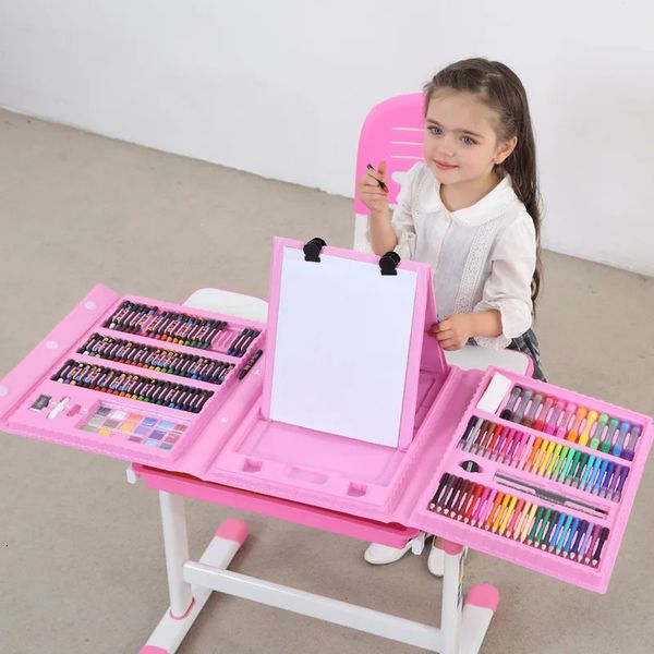 Aswj conjunto de prancheta de desenho lápis colorido aquarela canetas com brinquedos crianças material escolar para crianças presente de natal 240124
