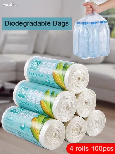 Milho biodegradável sacos de lixo doméstico classificados descartáveis toalete limpeza cozinha lixo mais grosso plástico quebrar 240125
