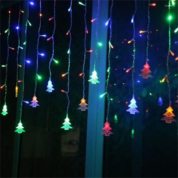 Cordas LED Icicle Xmas Tree Lâmpada Fada Cortina Luzes Garland Decoração de Natal para Quarto Casa Janela de Festa de Casamento