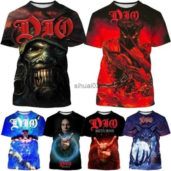 Erkek Tişörtler Moda Erkekler Giyim Yeni Heavy Metal Rock Dio Band 3D Baskı T-Shirt Hip Hop Street Unisex Büyük Boy Tişört Harajuku Tops Tees