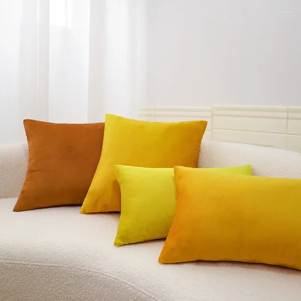 Travesseiro de veludo travesseiro/capa laranja/amarelo decoração nórdica super macio fronha para sofá sala estar casa almofadas decorativas