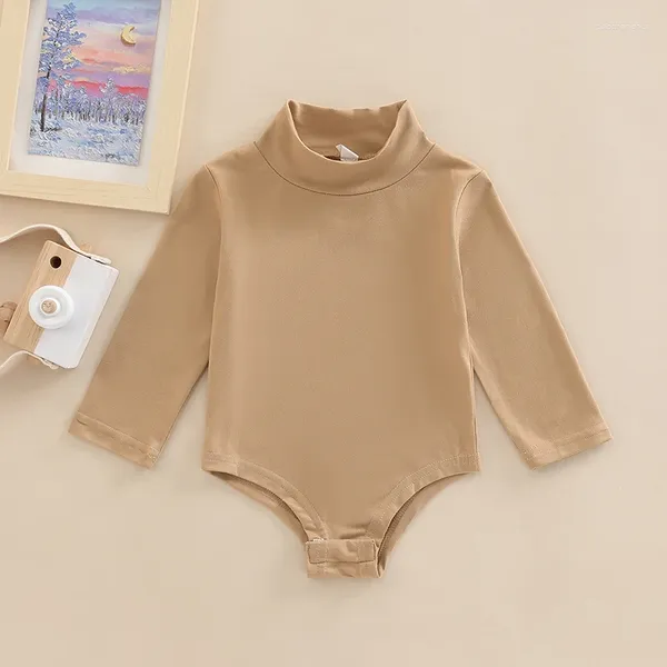 Pagliaccetti 0-24M Neonati maschi Pagliaccetto Bambino Tinta unita Tinta unita Dolcevita a maniche lunghe Body elasticizzato