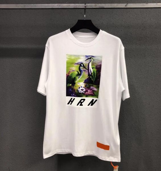 Yaz Erkekler Tasarımcı T-Shirt Sıraslı Adam Kadın Heron Beyaz Klasik Görüntü Baskı Mektubu Gevşek Pamuklu Tişört Kısa Kollu Erkek Heron Tee Hip Hop Üst Giysileri Büyük Boyut S-3XL