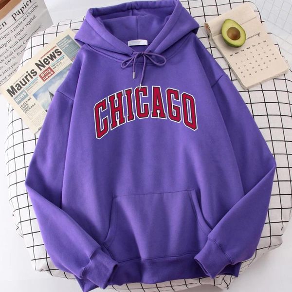 Hoodies femininos cidade americana chicago imprime moda feminina agasalho de alta qualidade camisolas outono confortável feminino roupas esportivas