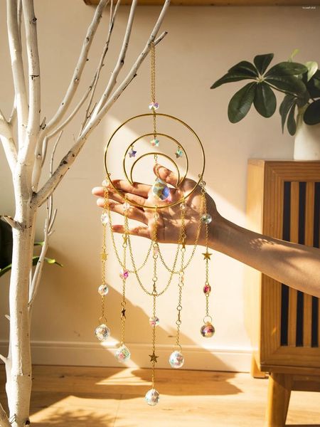 Decorações de jardim Suncatcher Cristal Lua Pendurado Vitral Prisma Boho Decoração de Casa Lustre Ao Ar Livre