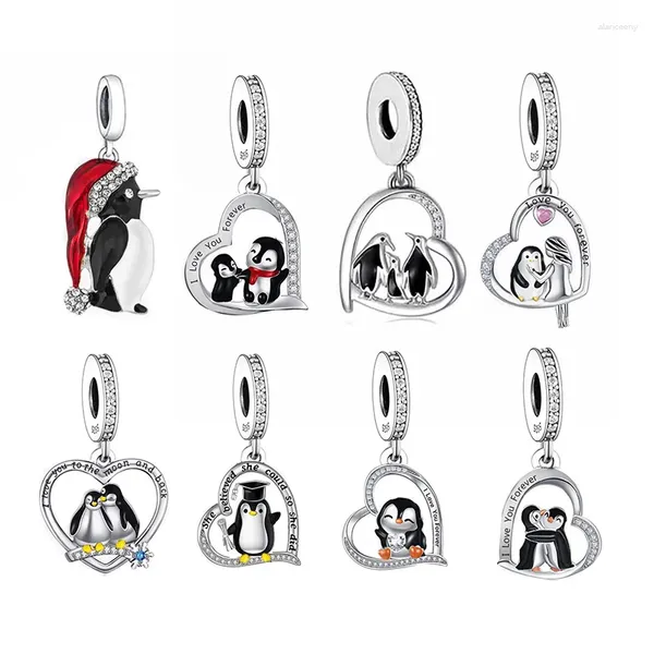 Solye Stones FC Jewelry Fit Original Pan Charm Bracelet 925 Silver Casal Penguin I Love You to the Moon Back Bead por fazer mulheres