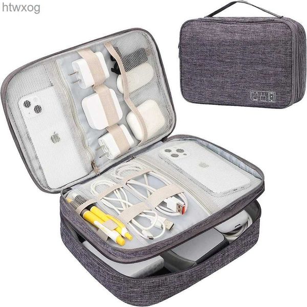 Handytaschen, Reise-Kabel-Organizer-Tasche, dreilagige Elektronik-Zubehör-Kabeltasche für Kabel, Ladegeräte, iPad-Telefon, SD-Karte, Drähte, Kabel, YQ240131